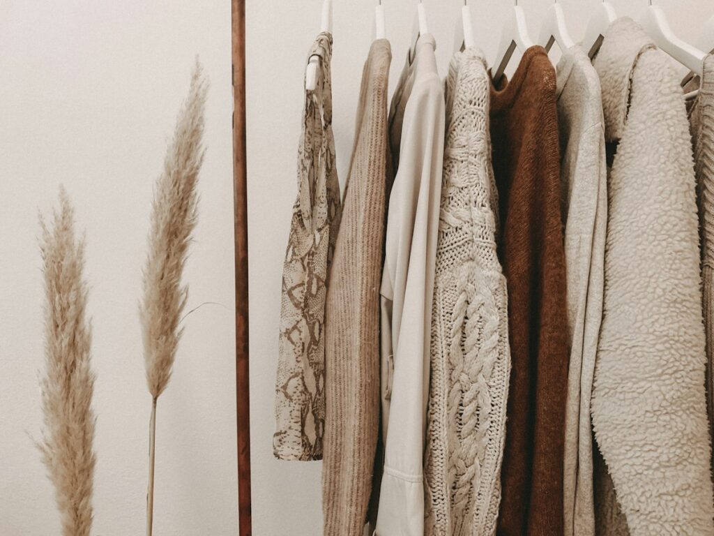 Knitwear collection on a rail